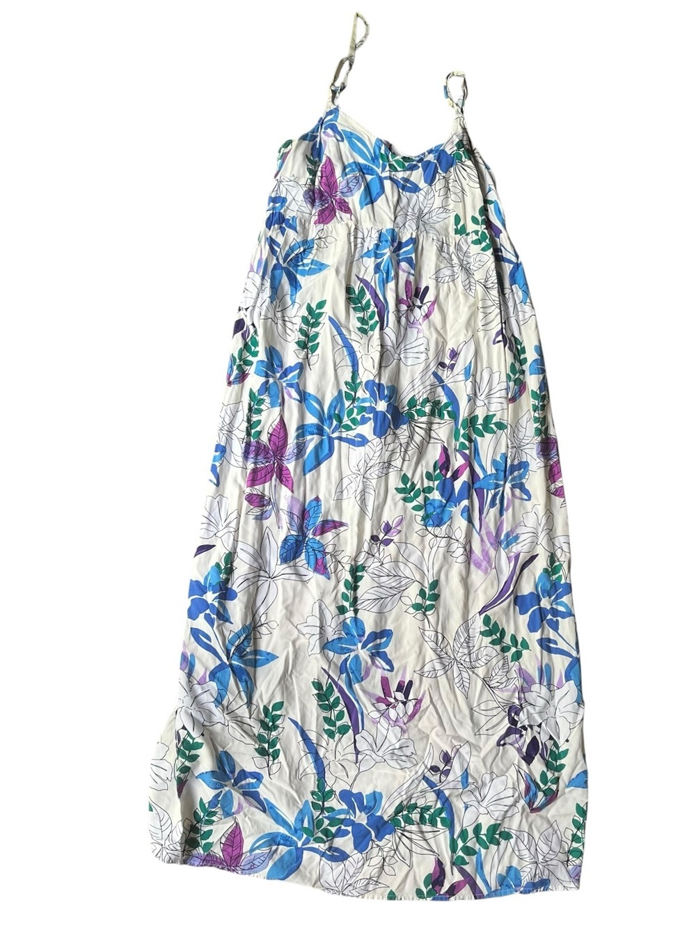 Isabel Maternity Long Dress - Spaghetti Strap - Bow Tie Back -Off-White/Floral